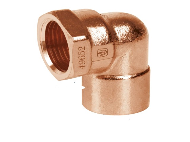 CODO 90° DE COBRE, ROSCA INTERIOR 1′, FOSET   49652