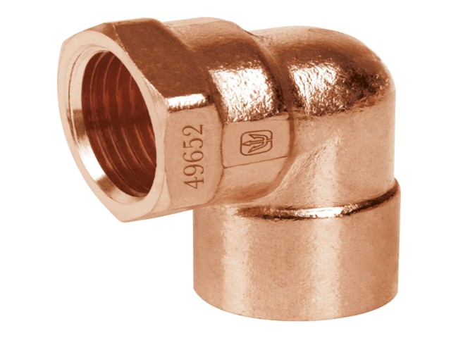 CODO 90° DE COBRE, ROSCA INTERIOR 1′, FOSET   49652