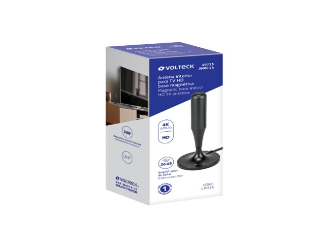 ANTENA INTERIOR PARA TV HD, BASE MAGNÉTICA, 26 DB VOLTECK 49775 - Image 2