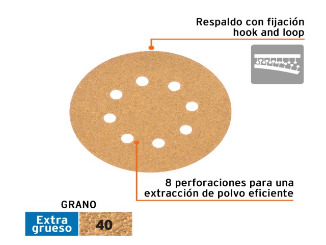 DISCOS DE LIJA 5" GRANO 40 LIJADORA ROTO-ORBITAL 17765XP - Image 3