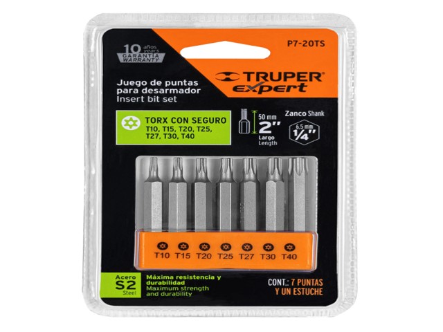 JUEGO DE 7 PUNTAS TORX COMBINADAS C/SEGURO LARGO 2', EXPERT 17813 - Image 2