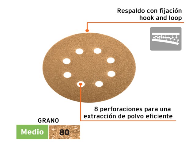 DISCOS DE LIJA 5" GRANO 80 LIJADORA ROTO-ORBITAL 17942XP - Image 3