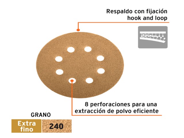 DISCOS DE LIJA 5" GRANO 240 LIJADORA ROTO-ORBITAL 17959XP - Image 3