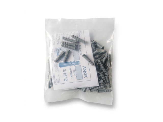 BOLSA DE TAQUETES DE PLASTICO 3/16 ANKER GRIS 100 PZA TA3/16 - Image 2