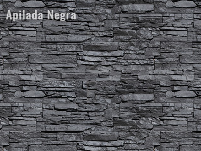 FACHALETA DE PIEDRA APILADA NEGRA, CAJA CON 1 M2    3086