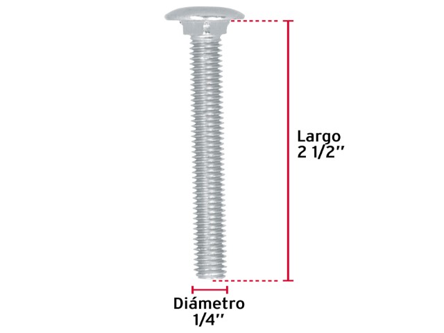 TORNILLO TIPO COCHE GALVANIZADO, 1/4 X 2 1/2` POR PIEZA 44716XP - Image 2