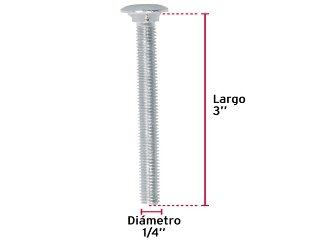 TORNILLO TIPO COCHE GALVANIZADO, 1/4 X 3` POR PIEZA 44717XP - Image 2