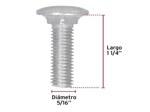 TORNILLO TIPO COCHE GALVANIZADO, 5/16 X 1 1/4` POR PIEZA 44721XP - Image 2