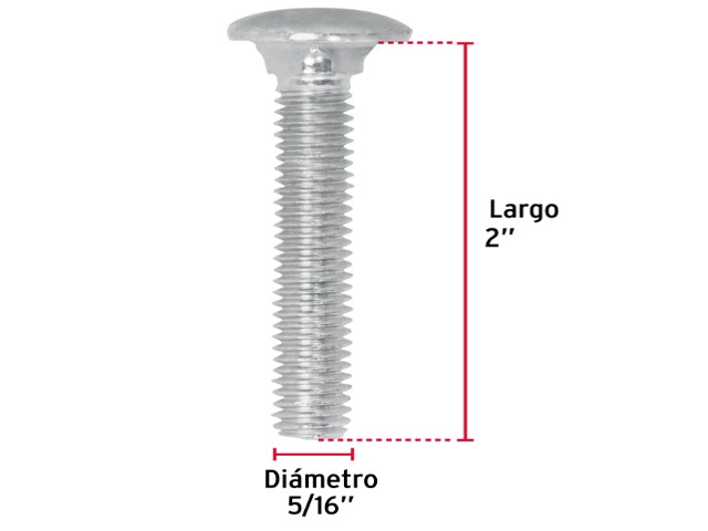 TORNILLO TIPO COCHE GALVANIZADO, 5/16 X 2` POR PIEZA 44723XP - Image 2