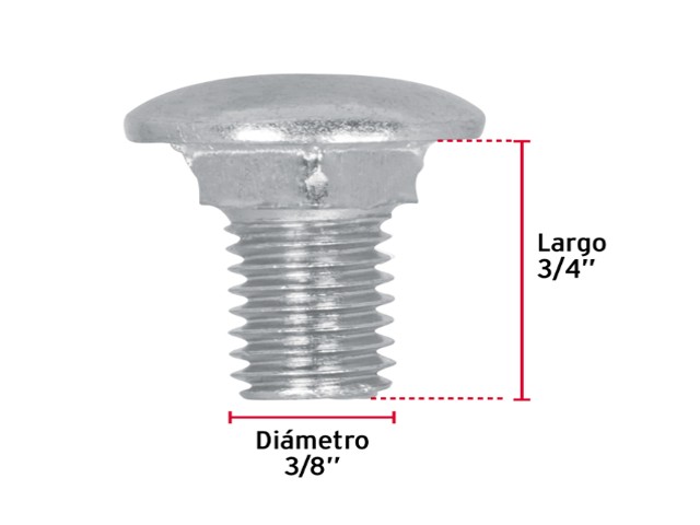TORNILLO TIPO COCHE GALVANIZADO, 3/8 X 3/4` POR PIEZA 44728XP - Image 2