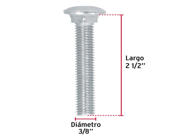 TORNILLO TIPO COCHE GALVANIZADO, 3/8 X 2 1/2` POR PIEZA 44733XP - Image 2