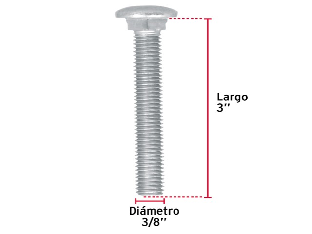 TORNILLO TIPO COCHE GALVANIZADO, 3/8 X 3` POR PIEZA 44734XP - Image 2