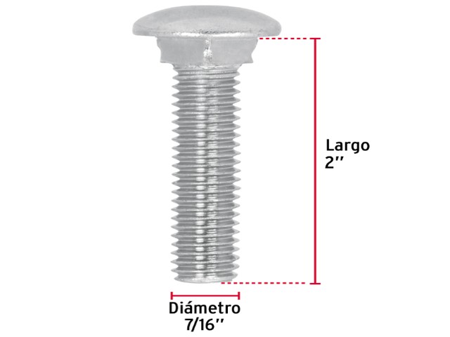 TORNILLO TIPO COCHE GALVANIZADO, 7/16 X 2` POR PIEZA 44740XP - Image 2