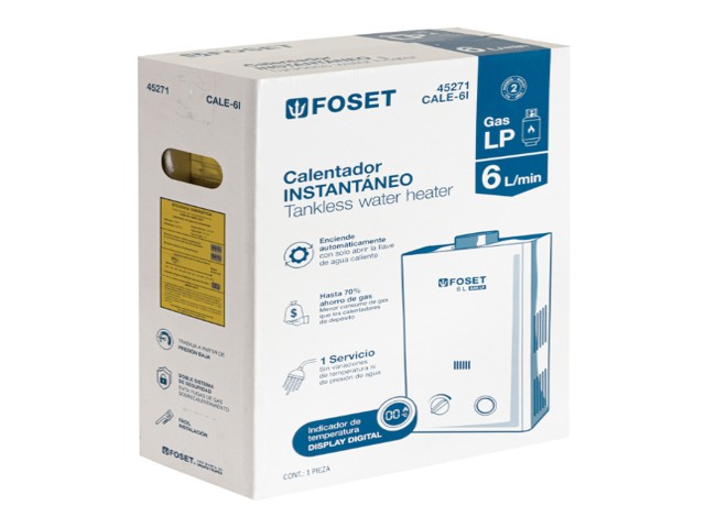 CALENTADOR INSTANTÁNEO, 6L, 1 SERVICIO, GAS LP, FOSET 45271 - Image 2