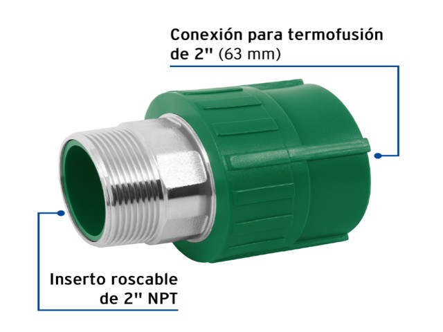 ADAPTADOR PPR 2' MACHO CON INSERTO METÁLICO, FOSET 45452 - Image 2