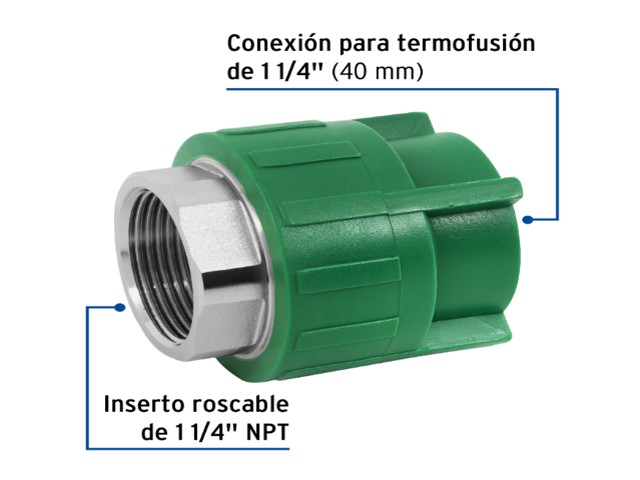 ADAPTADOR PPR 1-1/4' HEMBRA CON INSERTO METÁLICO, FOSET 45453 - Image 2