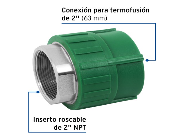 ADAPTADOR PPR 2' HEMBRA CON INSERTO METÁLICO, FOSET 45455 - Image 2