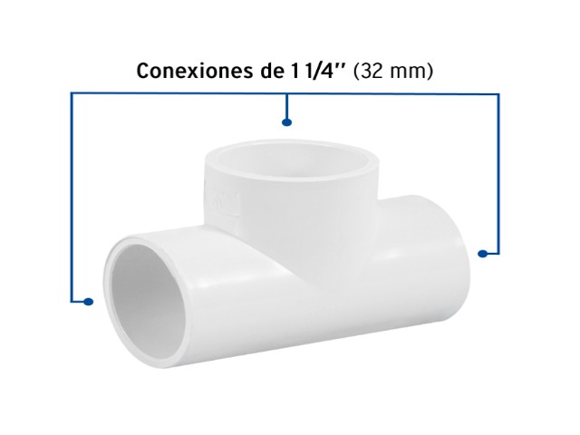 TEE SENCILLA DE PVC 1-1/4', FOSET 45532 - Image 2