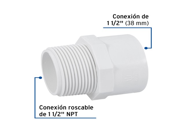 ADAPTADOR MACHO DE PVC DE 1-1/2', FOSET 45546 - Image 2
