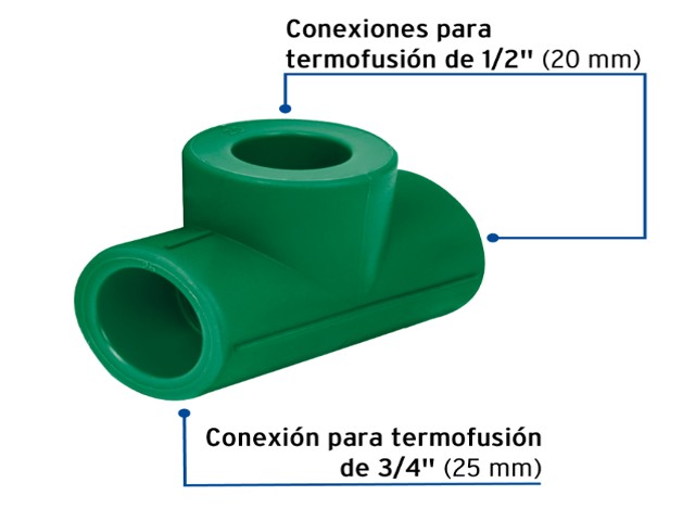 TEE REDUCIDA DE PPR 3/4' X 1/2' X 1/2', FOSET 49843 - Image 2