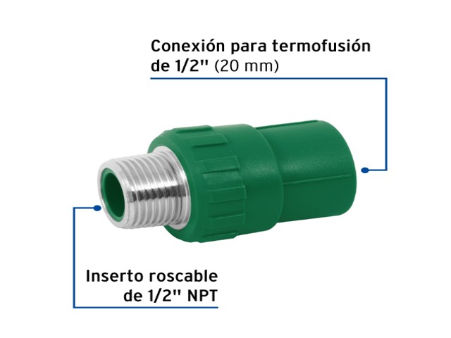 ADAPTADOR PPR 1/2' MACHO CON INSERTO METÁLICO, FOSET 49879 - Image 2