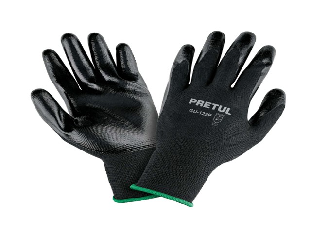 GUANTES DE NYLON RECUBIERTOS DE NITRILO, M, PRETUL    20027