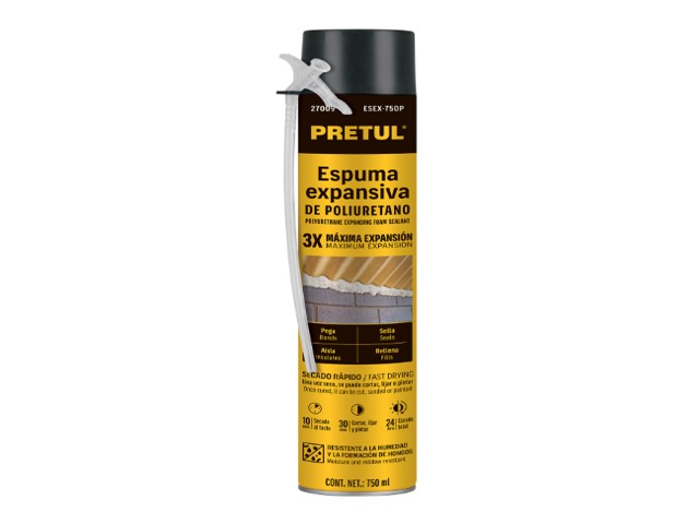 ESPUMA EXPANSIVA DE POLIURETANO, 750 ML, PRETUL   27009