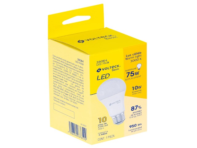 FOCO LED 10W (75W) A19, 3000K BLANCA CÁLIDA, 950 LM, BASIC 28064 - Image 3