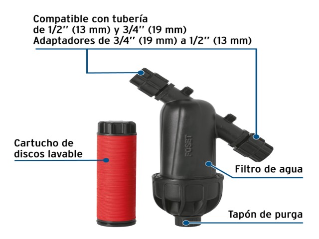 FILTRO PARA AGUA, LAVABLE, TECNOLOGÍA DE DISCOS, FOSET 44187 - Image 2