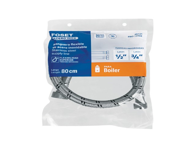 MANGUERA PARA BOILER, ACERO INOX. 1/2'H X 3/4'H, 80 CM 49134 - Image 3
